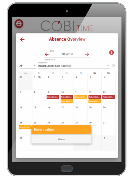 Absence calendar